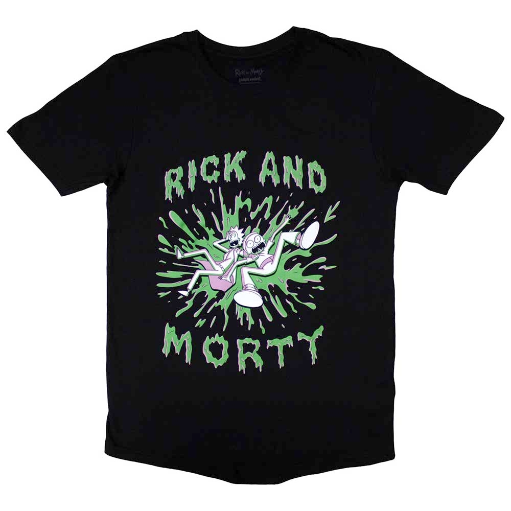 Rick And Morty - Green Splat Tshirt Homme - Noir